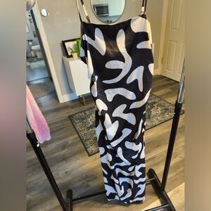 Paper crane Brown and cream maxi dress -L